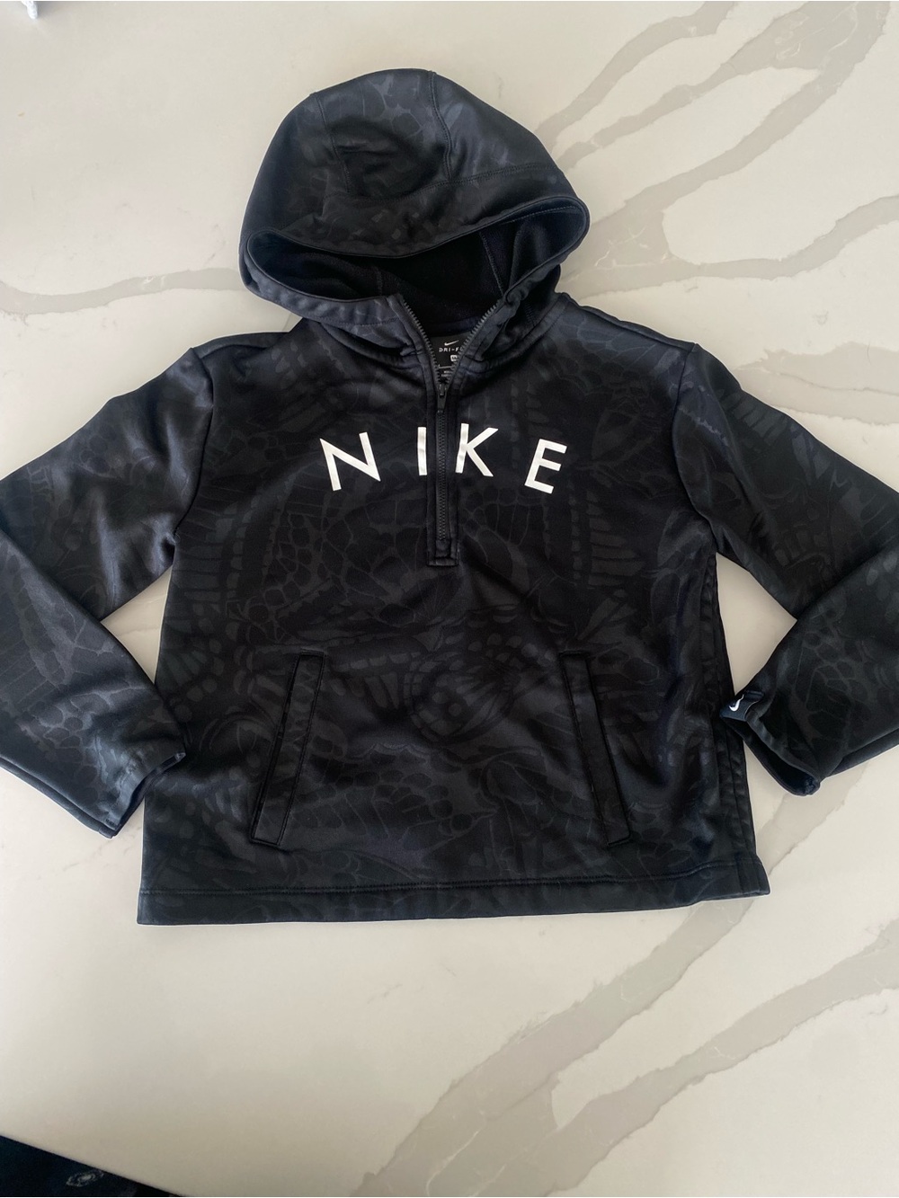 Nike Dri-FIT 1/2 Zip Hoodie butterfly print front pocket girls sz m
